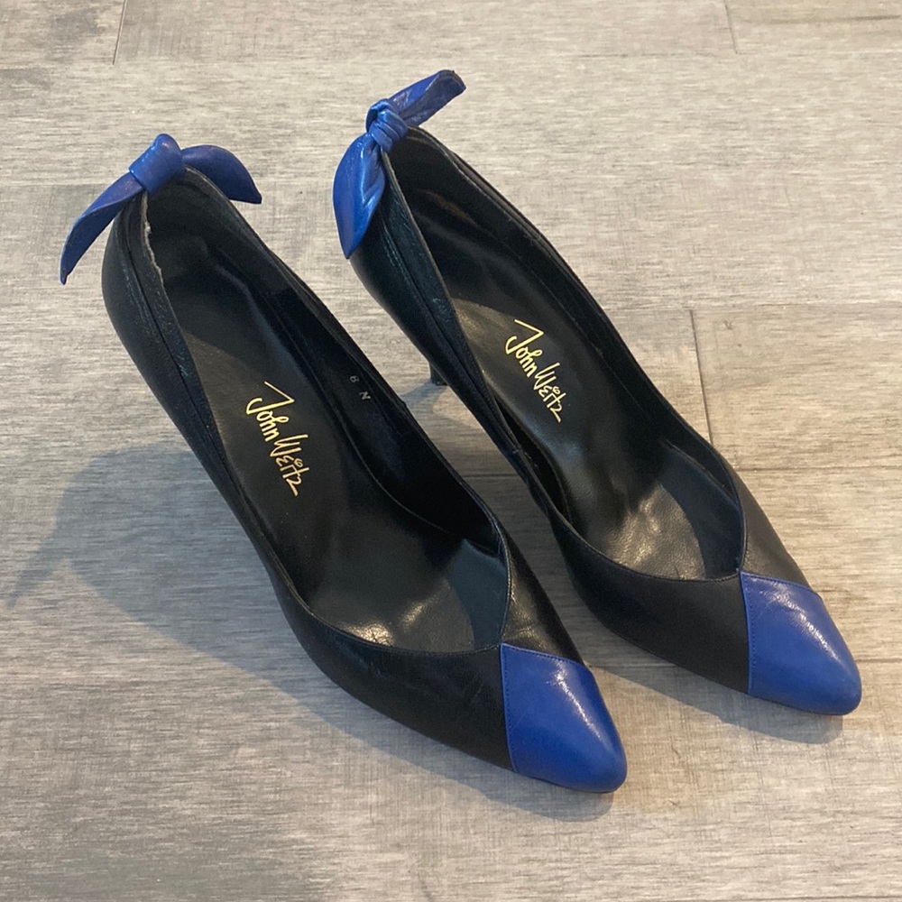 Vintage 80’s Blue and Black Bow Shoes